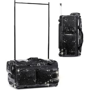 Fanwoli 23" Dance Bag | Upgraded Stable System & Waterproof Glittering Fabric | More Lightweight & Wear-Resistant | Ideal Competition Duffle Bag with Garment Rack | New for 2024