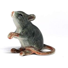 ZOOCRAFT تمثال فأر سيراميكي رمادي حيوان مطلي يدويًا من البورسلين للديكور القابل للتجميع in Kuwait