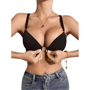 SOLY HUX Women's Front Closure Push Up Bra Underwire Racerback Strappy Bralettes