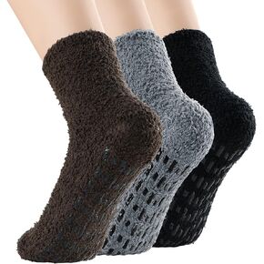 Century Star Fuzzy Socks for Men with Grip Winter Cozy Non Slip Warm Slipper Socks Fluffy Hospital Sleeping Christmas Socks