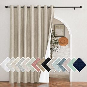 NICETOWN Taupe Living Room Completely Shaded Linen Sliding Door Curtain, Privacy Protection & Noise Reducing Wall Curtain, White Lined Insulated Window Treatment Panel(1 Piece, W100 x L84)