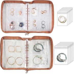 Jewelry Storage Book Transparent Earring Organizer Travel Jewelry Organizer Book for Earrings Necklace Bracelet Ring with Clear Zippered Pouch, Purple