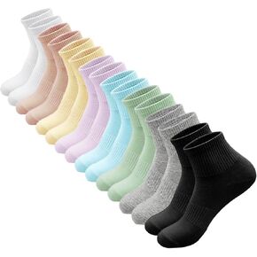 8 Pairs Athletic Ankle Socks for Women Cotton Cushioned Sport Socks Running Active Socks for Performance Training Sporting
