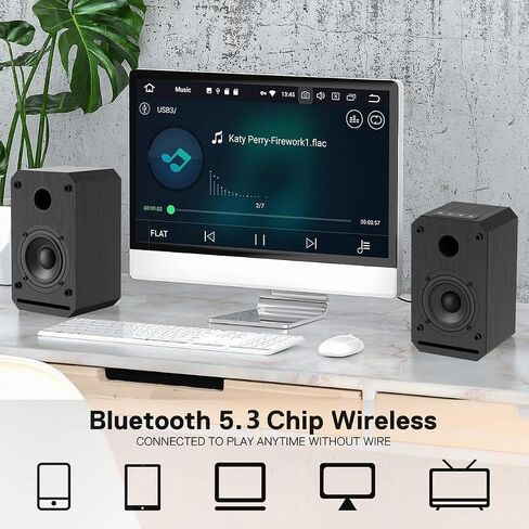 LONPOO Plug-N-Play Computer Speaker for Desktop and PC, 30W RMS Active Bookshelf Speaker with 3-Inch Full Range Speaker,Support Bluetooth 5.3, USB Playback,Aux-in and 3.5mm Earphone Port in Saudi Arabia