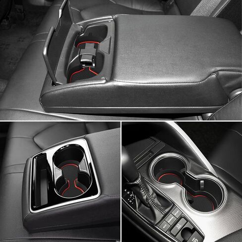 SENSHINE Cup Holder Inserts for Toyota Camry Accessories 2018-2020 2021 2022 2023 2024 Silicone Coaster Cup Mat Center Console Pad Car Interior Decoration 3Pcs (Red Trim) in Saudi Arabia