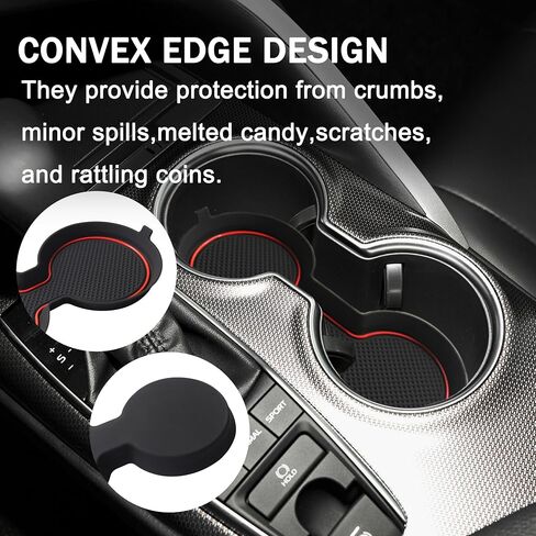 SENSHINE Cup Holder Inserts for Toyota Camry Accessories 2018-2020 2021 2022 2023 2024 Silicone Coaster Cup Mat Center Console Pad Car Interior Decoration 3Pcs (Red Trim) in Saudi Arabia