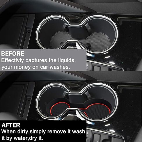 SENSHINE Cup Holder Inserts for Toyota Camry Accessories 2018-2020 2021 2022 2023 2024 Silicone Coaster Cup Mat Center Console Pad Car Interior Decoration 3Pcs (Red Trim) in Saudi Arabia