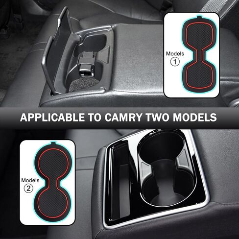 SENSHINE Cup Holder Inserts for Toyota Camry Accessories 2018-2020 2021 2022 2023 2024 Silicone Coaster Cup Mat Center Console Pad Car Interior Decoration 3Pcs (Red Trim) in Saudi Arabia