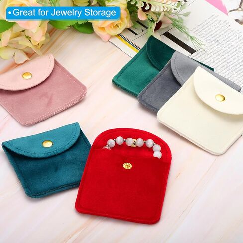 PATIKIL 8x8cm/10x10cm Jewelry Pouches with Snap Button, Total 8 Pack Velvet Jewelry Pouches Portable Soft Storage for Necklace Bracelet Earring Watch Rings Brooch, Beige in Saudi Arabia