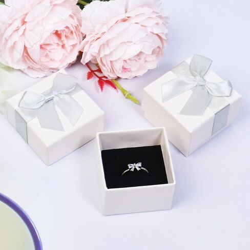 Nwvuop 12Pcs Ring Gift Boxes Bulk, 5× 5× 3.5cm Small Jewelry Gift Box Cardboard Earring Gift Boxes for Birthday Valentine’s Day Mother’s Day, White in Saudi Arabia