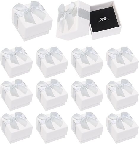 Nwvuop 12Pcs Ring Gift Boxes Bulk, 5× 5× 3.5cm Small Jewelry Gift Box Cardboard Earring Gift Boxes for Birthday Valentine’s Day Mother’s Day, White in Saudi Arabia