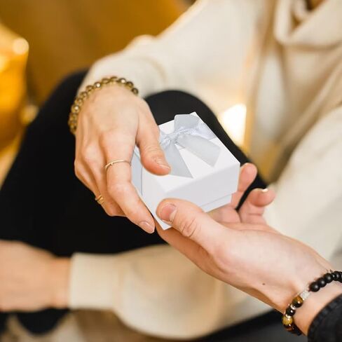 Nwvuop 12Pcs Ring Gift Boxes Bulk, 5× 5× 3.5cm Small Jewelry Gift Box Cardboard Earring Gift Boxes for Birthday Valentine’s Day Mother’s Day, White in Saudi Arabia