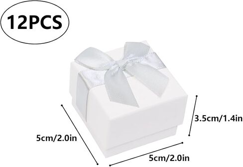 Nwvuop 12Pcs Ring Gift Boxes Bulk, 5× 5× 3.5cm Small Jewelry Gift Box Cardboard Earring Gift Boxes for Birthday Valentine’s Day Mother’s Day, White in Saudi Arabia