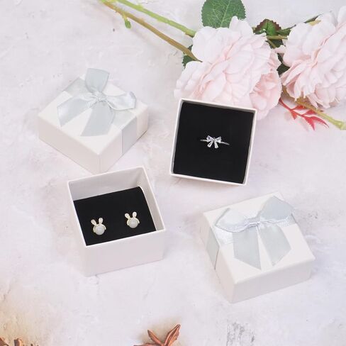Nwvuop 12Pcs Ring Gift Boxes Bulk, 5× 5× 3.5cm Small Jewelry Gift Box Cardboard Earring Gift Boxes for Birthday Valentine’s Day Mother’s Day, White in Saudi Arabia