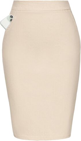 Kate Kasin Womens Knee Length Elastic Waist Basic Stretchy Bodycon Business Pencil Skirt in Saudi Arabia