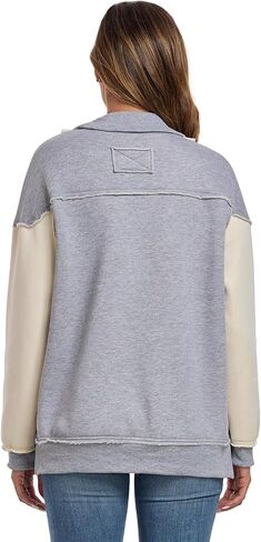 ALSOGO Women's Half Zip Oversized Sweatshirts Fleece Long Sleeve Colorblock Casual Pullover with Pockets Fall Fashion 2024 in Saudi Arabia