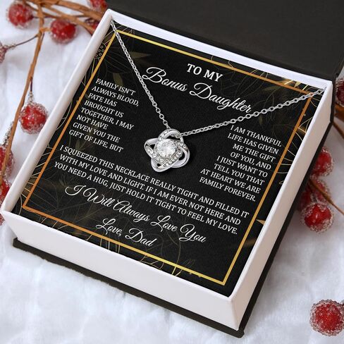 To My Bonus Daughter Necklace, Bonus Daughter Necklaces Gifts From Mom And Dad, Bonus Daughter Necklaces Gift For Birthday Christmas, Step Daughter Gifts From Step Dad in Saudi Arabia