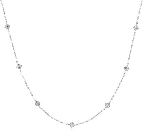 Moissanite Necklace for Women, 925 Sterling Silver Station Choker Necklaces D Color VVS1 Clarity Lab Created Imitation-diamond Dainty Simple Jewelry with Certificate of Authenticity in Saudi Arabia