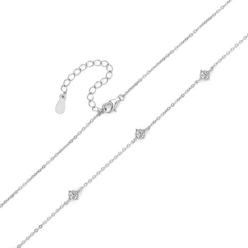 Moissanite Necklace for Women, 925 Sterling Silver Station Choker Necklaces D Color VVS1 Clarity Lab Created Imitation-diamond Dainty Simple Jewelry with Certificate of Authenticity in Saudi Arabia