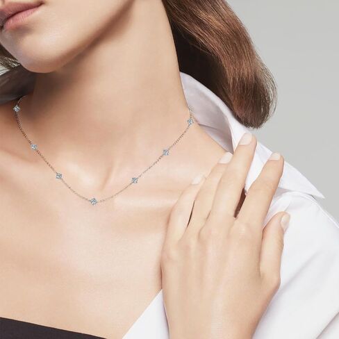Moissanite Necklace for Women, 925 Sterling Silver Station Choker Necklaces D Color VVS1 Clarity Lab Created Imitation-diamond Dainty Simple Jewelry with Certificate of Authenticity in Saudi Arabia