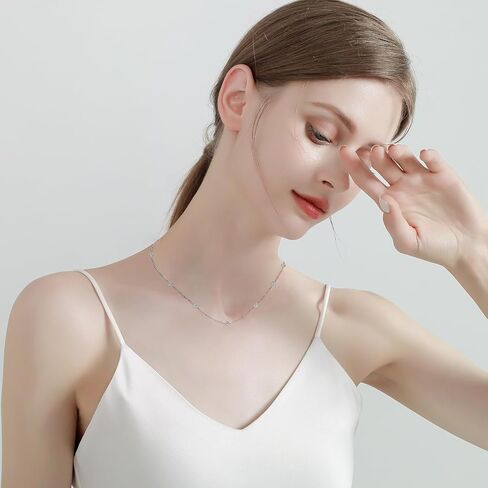 Moissanite Necklace for Women, 925 Sterling Silver Station Choker Necklaces D Color VVS1 Clarity Lab Created Imitation-diamond Dainty Simple Jewelry with Certificate of Authenticity in Saudi Arabia