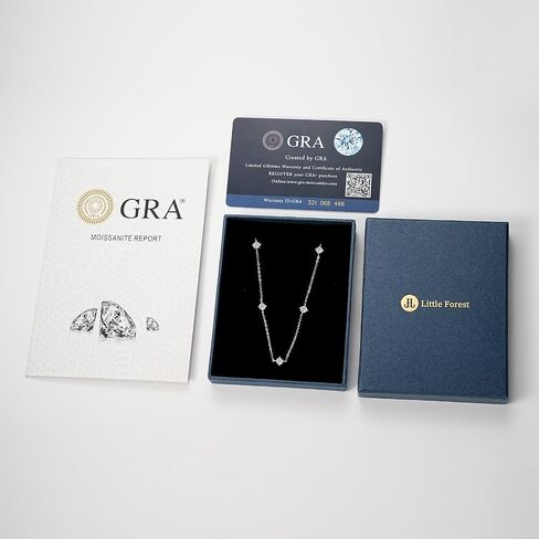 Moissanite Necklace for Women, 925 Sterling Silver Station Choker Necklaces D Color VVS1 Clarity Lab Created Imitation-diamond Dainty Simple Jewelry with Certificate of Authenticity in Saudi Arabia