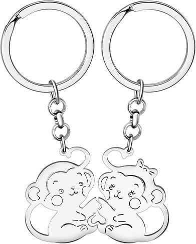 Funny African Gorilla Keychain Stainless Steel Monkey Key Chain Gorillas Gifts for Women Girls Wallet Car Key Rings in Saudi Arabia
