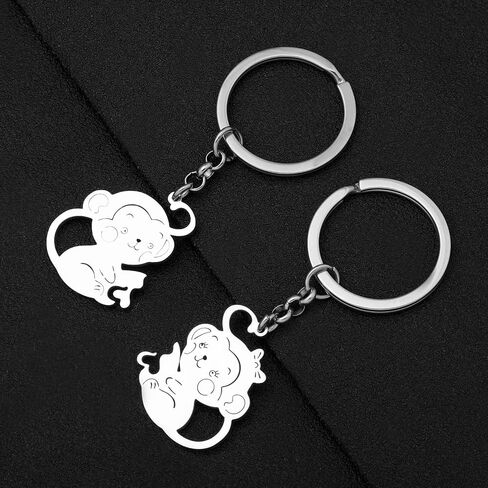 Funny African Gorilla Keychain Stainless Steel Monkey Key Chain Gorillas Gifts for Women Girls Wallet Car Key Rings in Saudi Arabia