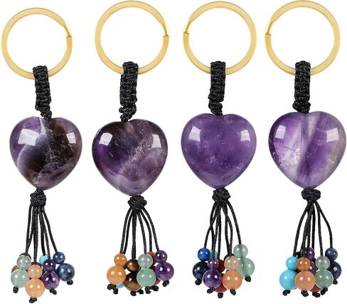 TUMBEELLUWA 7 Chakra Healing Crystal Keychain Stone Beads Tassel Key Ring Charm Amulet Car Keyrings for Men Women in Saudi Arabia