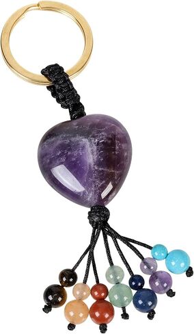 TUMBEELLUWA 7 Chakra Healing Crystal Keychain Stone Beads Tassel Key Ring Charm Amulet Car Keyrings for Men Women in Saudi Arabia