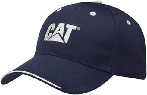 CAT Caterpillar Equipment Embroidered Navy Blue & Silver Visor Cap/Hat in Saudi Arabia