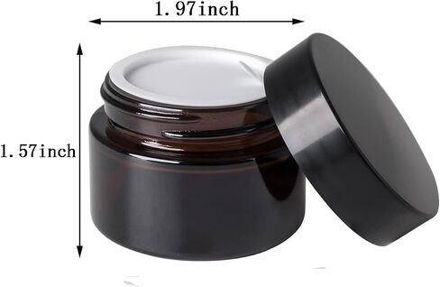 OverNews 48PCS 1oz Amber Glass Jar, Empty Cosmetic Lotion Containers,with Inner Liners,Black Lid, Spatula in Saudi Arabia