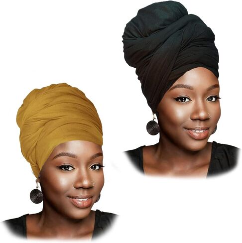 HOMELEX Head Wrap Scarf Stretch Jersey Knit Hair Wrap Long Turbans for Black Women Wide Headwear in Saudi Arabia