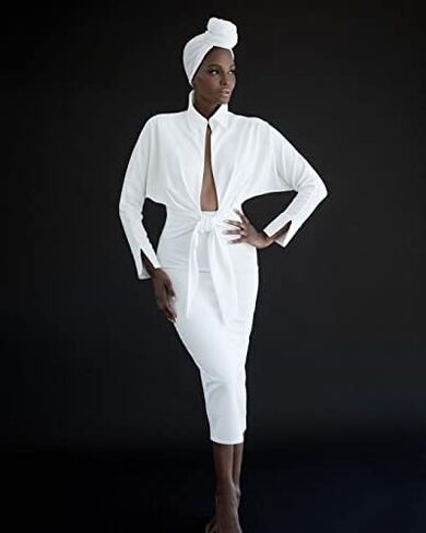 وشاح لف الرأس من HOMELEX مصنوع من نسيج جيرسي مطاطي، عمامة طويلة للنساء ذوات البشرة السمراء، أغطية رأس واسعة in Kuwait