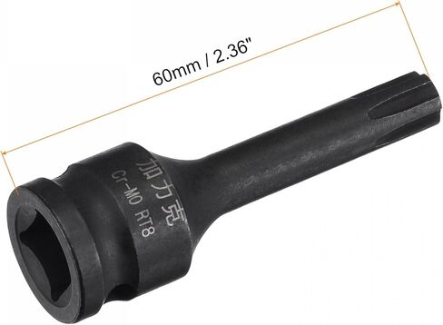 uxcell 8mm Impact Ribe Bit Socket, 3/8" Square Drive 60mm Length CR-MO Metric Sizes in Kuwait
