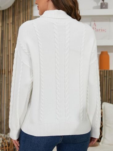 Turtleneck Sweater Women Chunky: Cable Knit Sweater - Long Sleeve Pullover Sweaters for Fall and Winter in Saudi Arabia