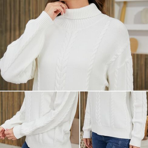 Turtleneck Sweater Women Chunky: Cable Knit Sweater - Long Sleeve Pullover Sweaters for Fall and Winter in Saudi Arabia
