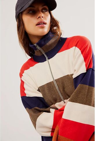 Oversized Sweatshirts for Women Quarter Zip Pullover Long Sleeve Color Block Loose Knit Y2k Sweater in Saudi Arabia