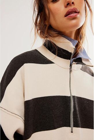 Oversized Sweatshirts for Women Quarter Zip Pullover Long Sleeve Color Block Loose Knit Y2k Sweater in Saudi Arabia
