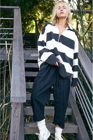Oversized Sweatshirts for Women Quarter Zip Pullover Long Sleeve Color Block Loose Knit Y2k Sweater in Saudi Arabia