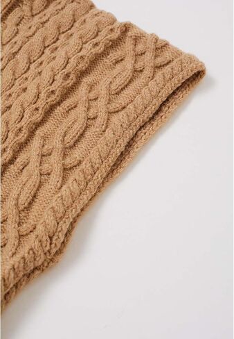 CHICWISH Women Turtleneck Cable Knit Cape Sweater Chunky Fall Casual Pullover Top Elbow Sleeves Sweater Vest Camel in Saudi Arabia
