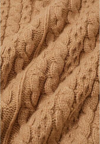 CHICWISH Women Turtleneck Cable Knit Cape Sweater Chunky Fall Casual Pullover Top Elbow Sleeves Sweater Vest Camel in Saudi Arabia