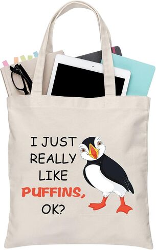 BDPWSS Puffins Gift Puffin Seabird Lover Gift Ornithology Birding Bird Watching Gift I Just Really Like Puffins Tote Bag in Kuwait
