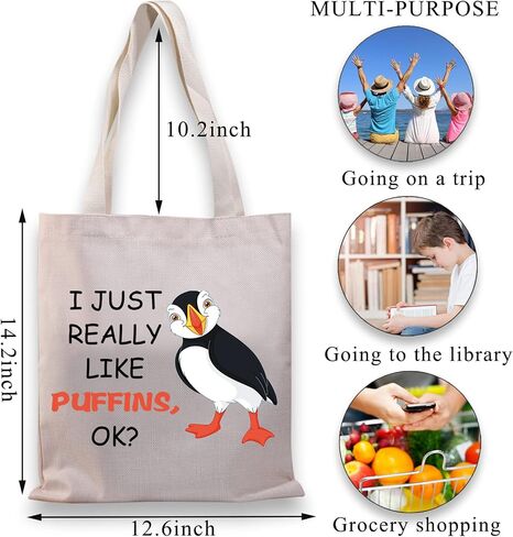 BDPWSS Puffins Gift Puffin Seabird Lover Gift Ornithology Birding Bird Watching Gift I Just Really Like Puffins Tote Bag in Kuwait