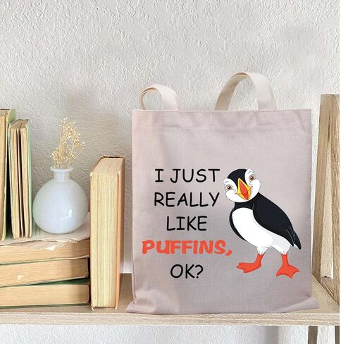 BDPWSS Puffins Gift Puffin Seabird Lover Gift Ornithology Birding Bird Watching Gift I Just Really Like Puffins Tote Bag in Kuwait