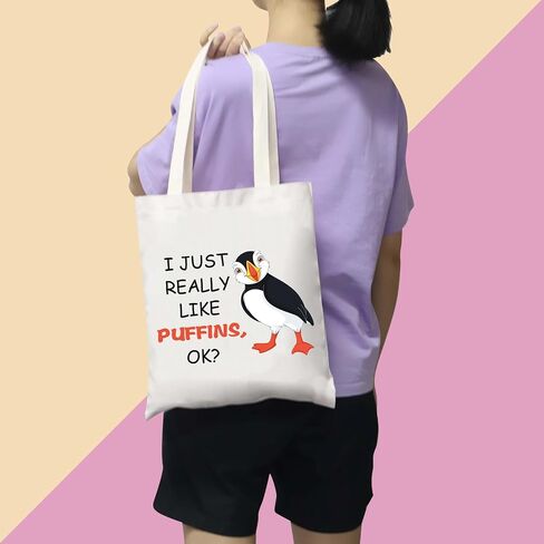 BDPWSS Puffins Gift Puffin Seabird Lover Gift Ornithology Birding Bird Watching Gift I Just Really Like Puffins Tote Bag in Kuwait