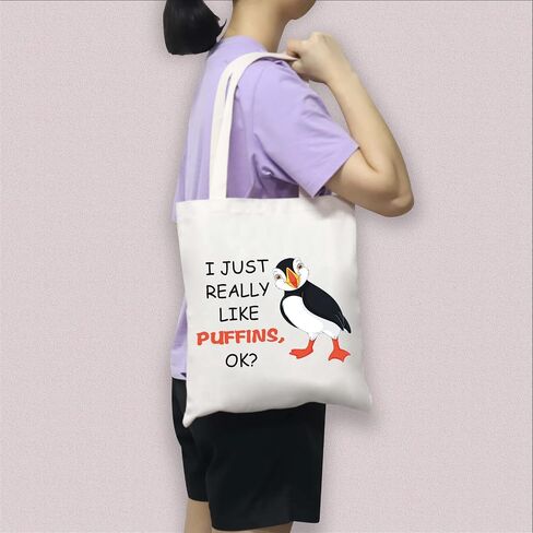 BDPWSS Puffins Gift Puffin Seabird Lover Gift Ornithology Birding Bird Watching Gift I Just Really Like Puffins Tote Bag in Kuwait