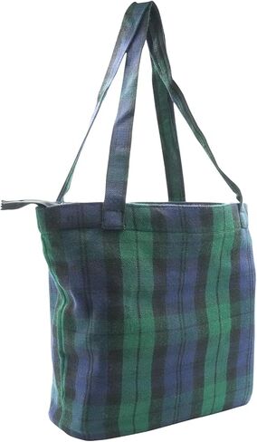 Briomhar Tartan Tote Bag for Women - Plaid Wool Zippered Tote Bag Made in Scotland in Saudi Arabia