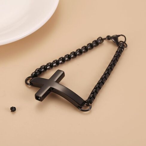 Cross Cremation Bracelet For Ashes Of Loved Ones Stainless Steel Urn Bracelet For Women Men Keepsake Memorial Jewelry Bereavement Gift in Kuwait