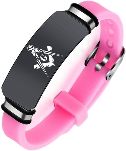 Stylish Black Masonic Bracelet for Men Women, Stainless Steel Silicone Freemason Logo Wristband for Masonry, Mason Fraternity Membership Faith Symbolic Cuff Bangle for Brother Husband Dad, Adjustable in Kuwait